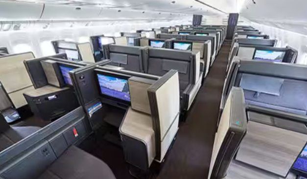 Business class cabin with individual seats