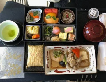 Japanese-style meal served on board