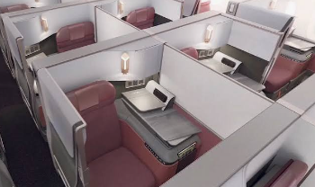 Individual aircraft suites viewed from above