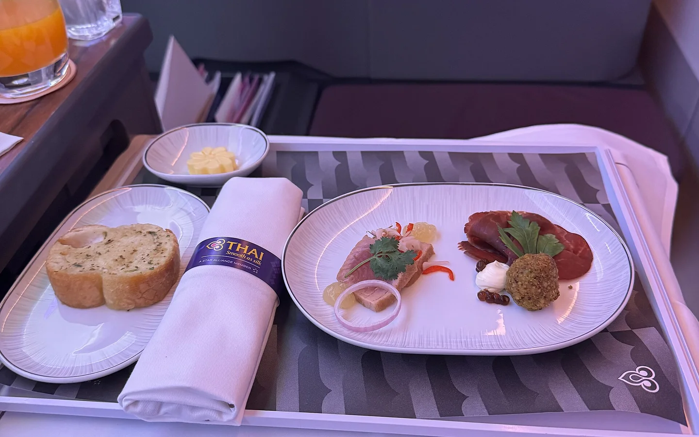 Thai Airways business class meal service